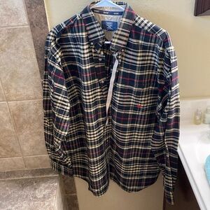 Twenty X Brand Size XL Black/Tan/ Red Stripe Long Sleeve Shirt